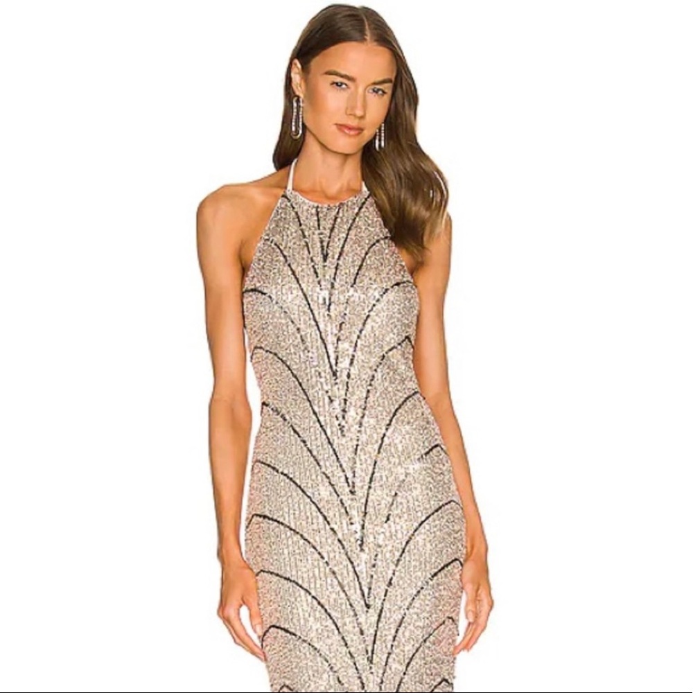 REVOLVE Coreen Gown in Champagne & BlackMichael Costello
